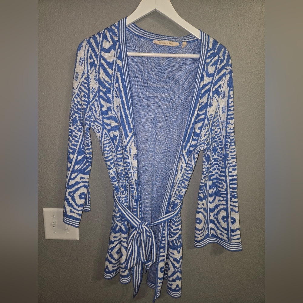 FINAL SALE! $7 Soft Surroundings Siva Jacquard Open Belted Cardigan Size Medium